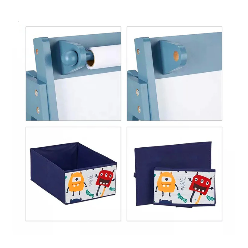 дъска 3 Детска Дървена Дъска с Магнити на Стойка, за Учене, Рисуване и Съхранение - MONSTER