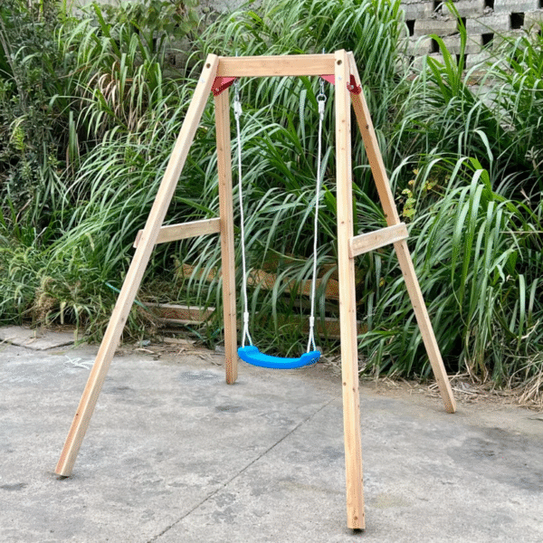 Детска Дървена Люлка GINGER HOME, 156x200x201 см, Безопасна Игра на Открито