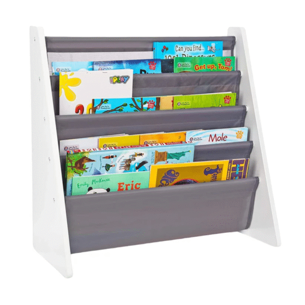 Детска Етажерка за Книги и Играчки, Органайзер за Съхранение, Библиотека - WHITE/GREY