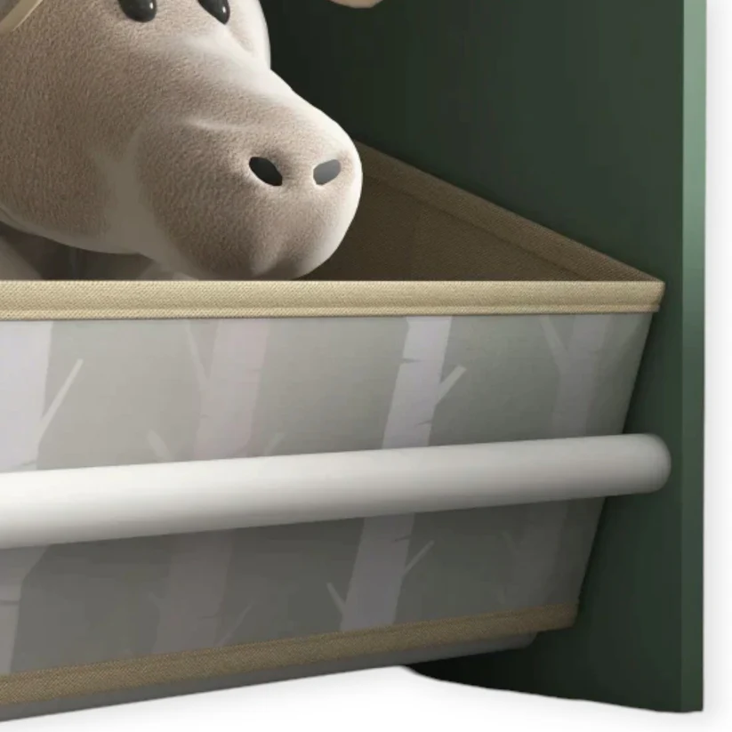 етажерка 2 Детски Шкаф GINGER HOME, Етажерказа Играчки и Книжки с Мече, Черна Дъска за Писане, Къщичка FOREST