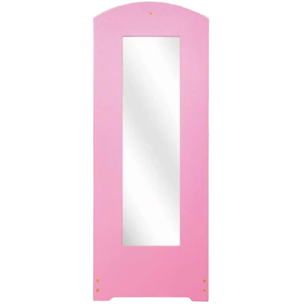 Детска Стойка за Дрехи с Огледало GINGER HOME - Отворен Детски Гардероб с Рафтове и Закачалки, Розов, 94x38x100 см