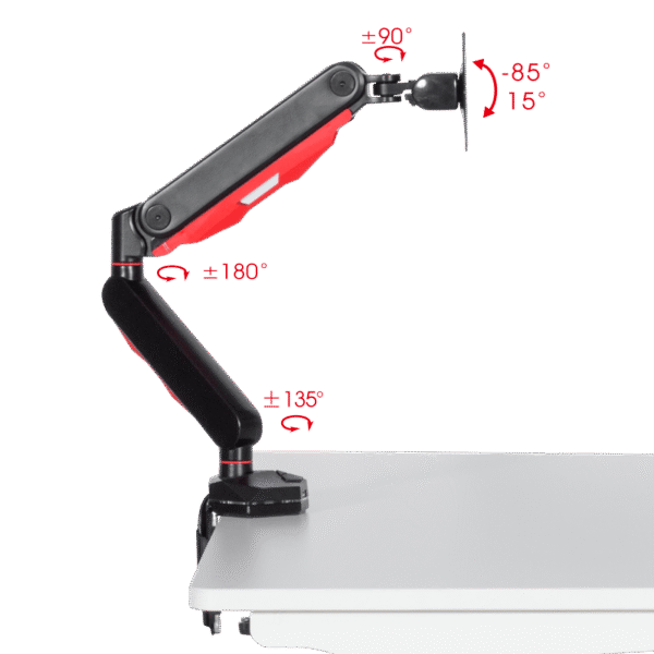 Геймърска стойка за монитор с газов амортисьор Carmen CR-530 - черно - червена