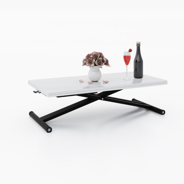 Разтегателна маса Хавана с повдигащ механизъм - бял гланц