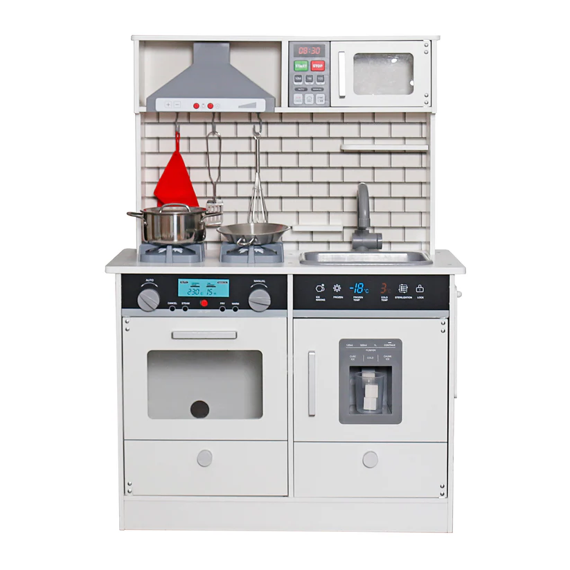 кухня Детска Дървена Кухня GINGER HOME със Звук, Светлина, Бяла W10C493J