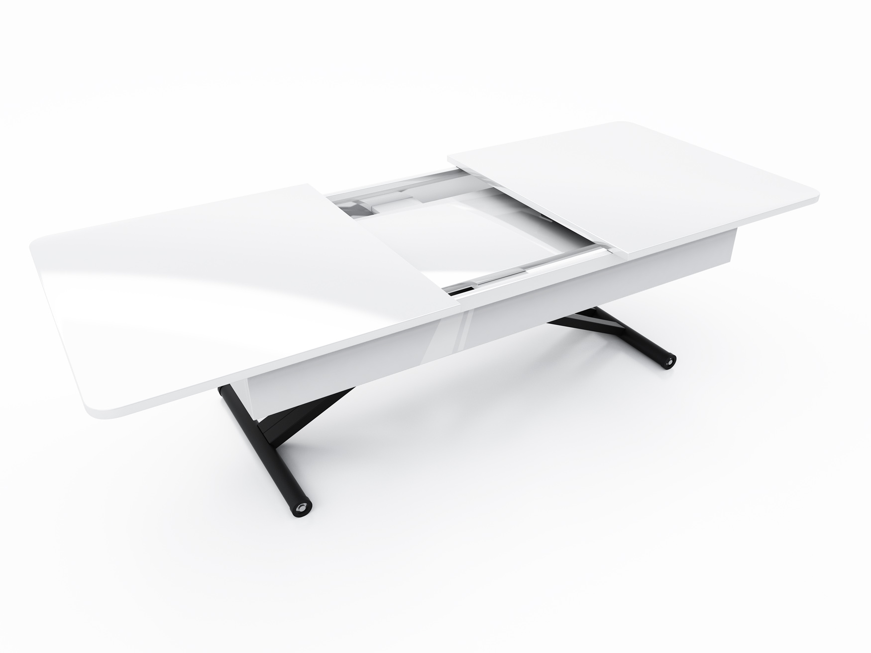 маса 01 Разтегателна маса Мохито с повдигащ механизъм - бял гланц