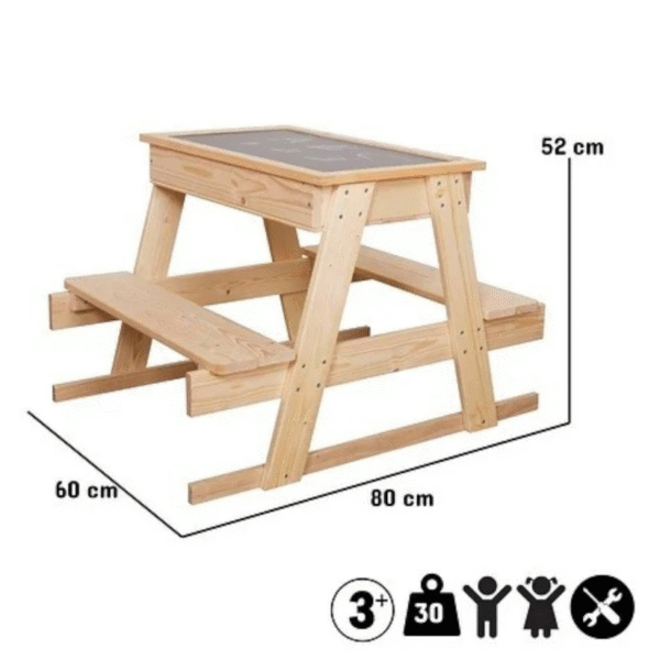 Детска Градинска Маса за Пикник с Черна Дъска и Място за Съхранение Ginger Home