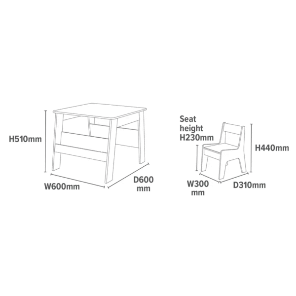 Детска Дървена Маса с 2 Столчета, с контейнер за играчки, конструктори и място за съхранение на книжки - Бяло/Синьо