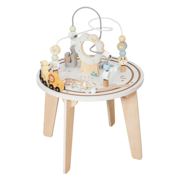 Детска Дървена Образователна Маса с Лабиринт и Мъниста GINGER HOME, 40x40x54 см