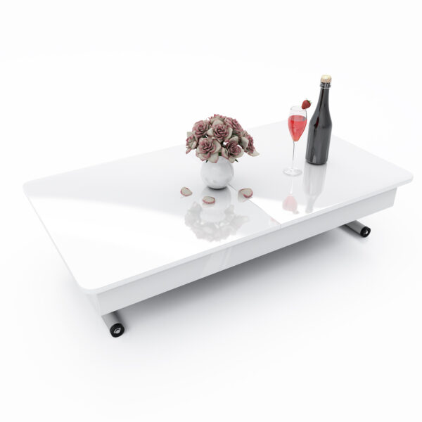 Разтегателна маса Мохито с повдигащ механизъм - бял гланц