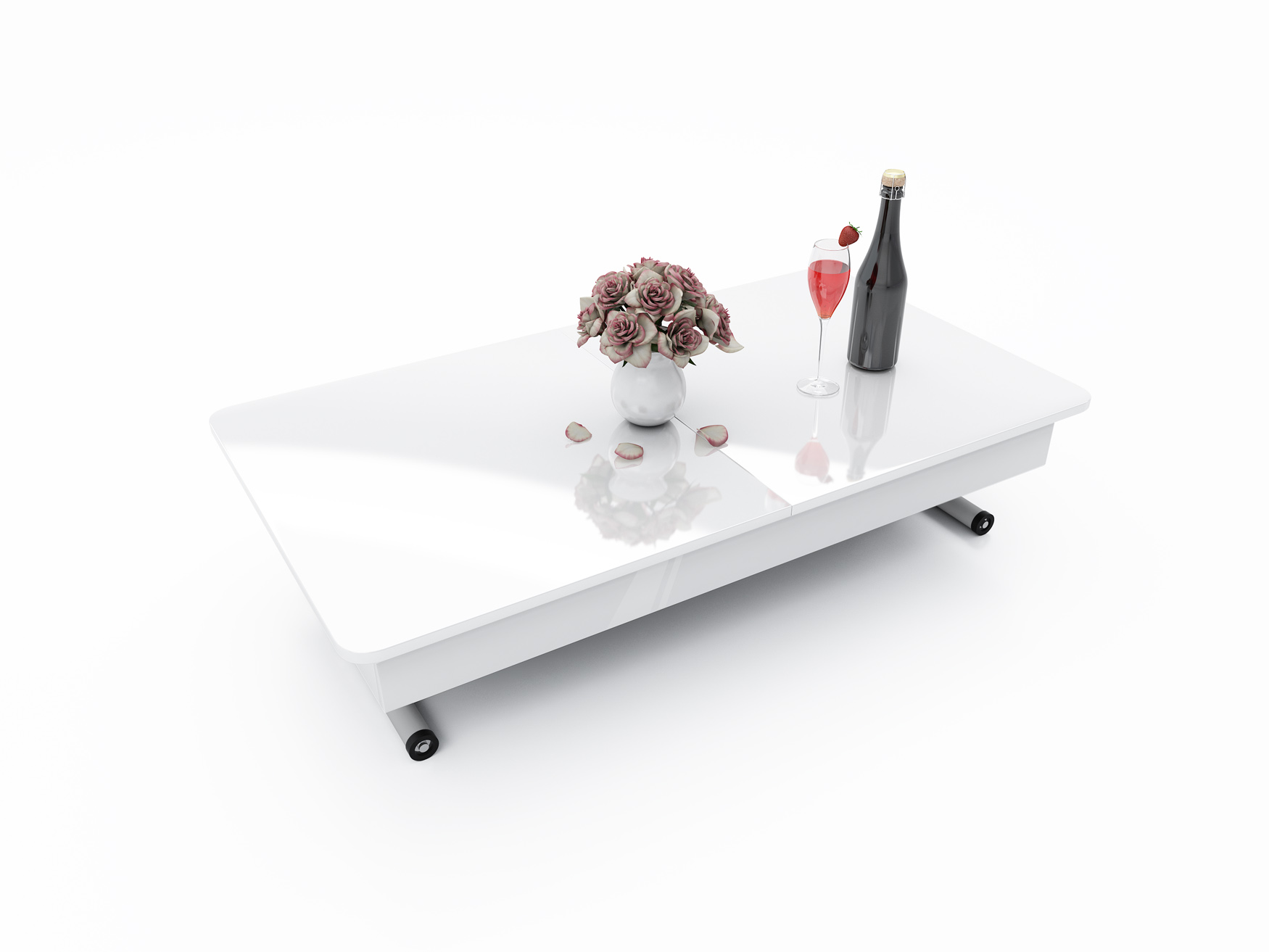 маса 3 Разтегателна маса Мохито с повдигащ механизъм - бял гланц