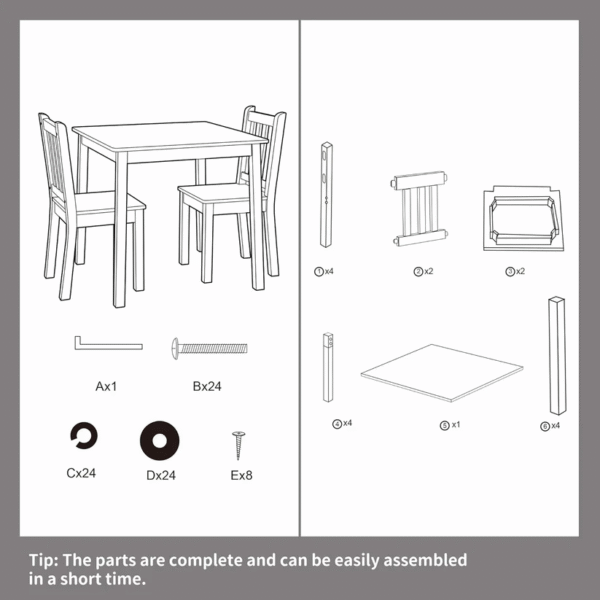 Детска Маса със Столчета, Комплект от Дърво,за Учене, Рисуване, Игра и Хранене, за Детска Стая, Бял