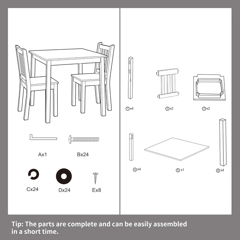 маса 6 Детска Маса със Столчета, Комплект от Дърво,за Учене, Рисуване, Игра и Хранене, за Детска Стая, Бял