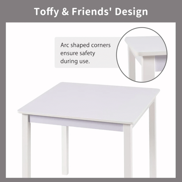 Детска Маса със Столчета, Комплект от Дърво,за Учене, Рисуване, Игра и Хранене, за Детска Стая, Бял