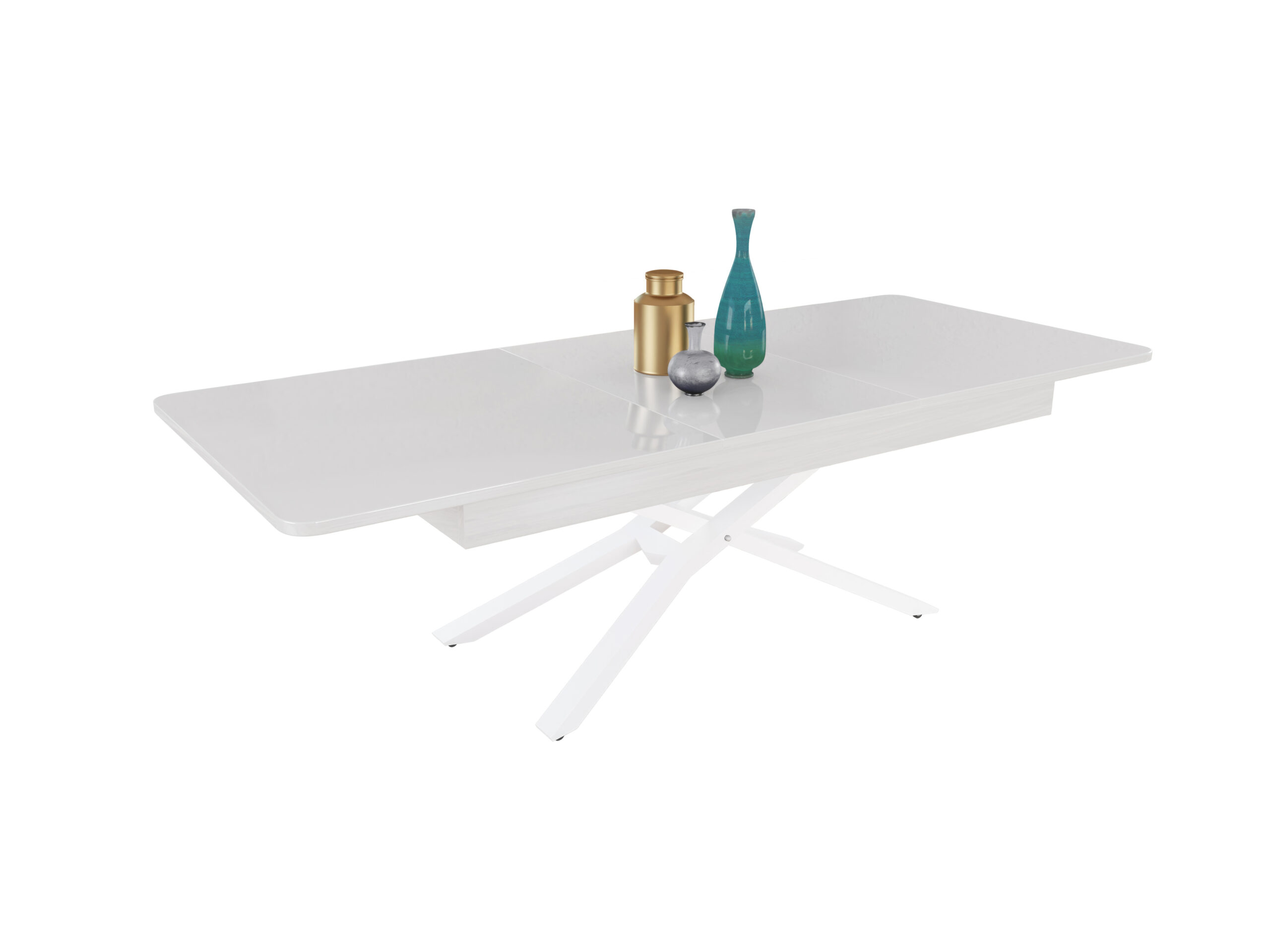 маса Разтегателна маса Мегара с повдигащ механизъм - бял гланц