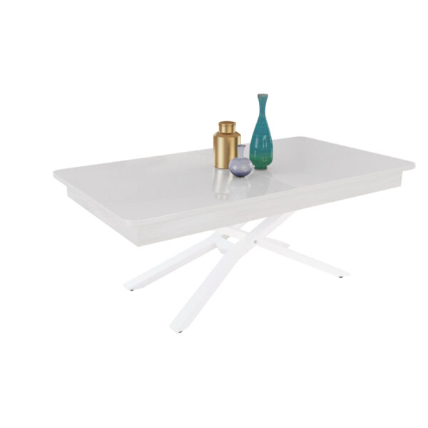 Разтегателна маса Мегара с повдигащ механизъм - бял гланц