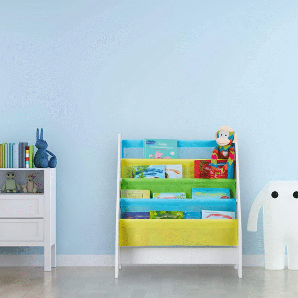 Детската етажерка за книги е не само добър помощник за семейния живот, но и очарователна декорация с русалка и делфин за всяка детска стая.