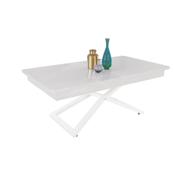 Разтегателна маса Верона с повдигащ механизъм - бял гланц