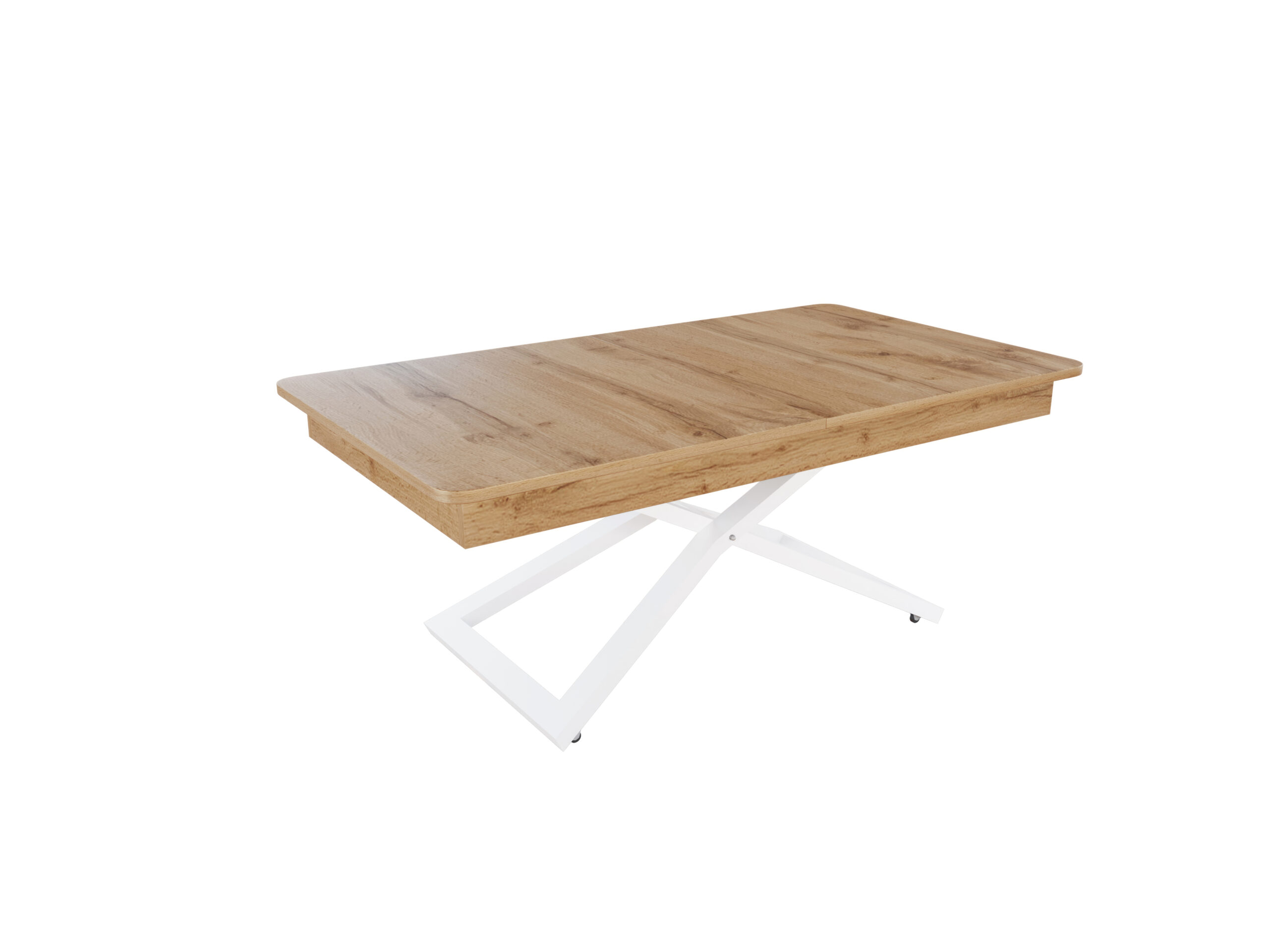 с бяла основа Разтегателна маса Верона с повдигащ механизъм - дъб вотан