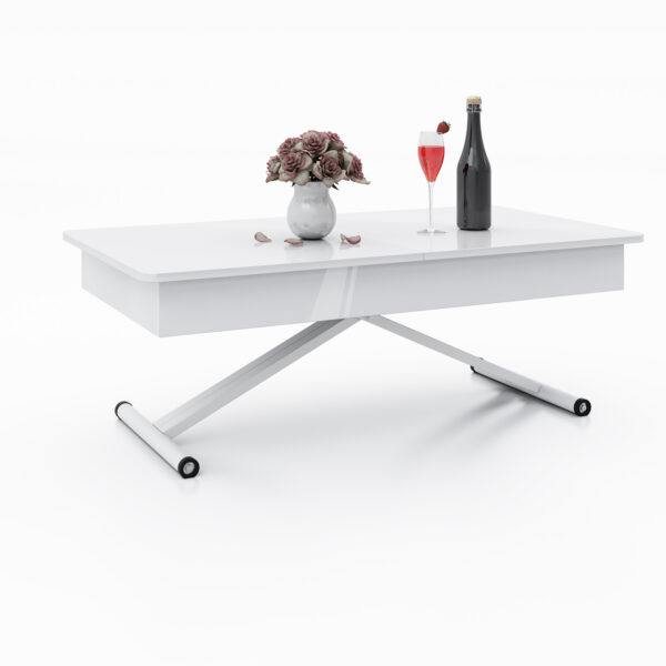Разтегателна маса Мохито с повдигащ механизъм - бял гланц