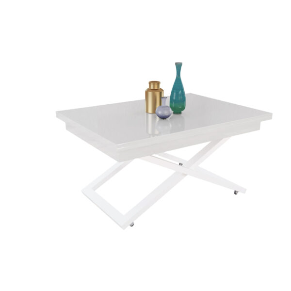 Разтегателна маса Флоренция с повдигащ механизъм - бял гланц