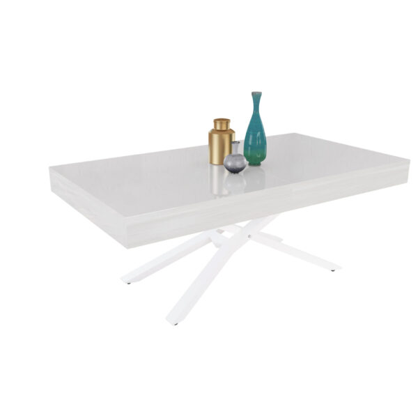 Разтегателна маса Тоскана с повдигащ механизъм - бял гланц