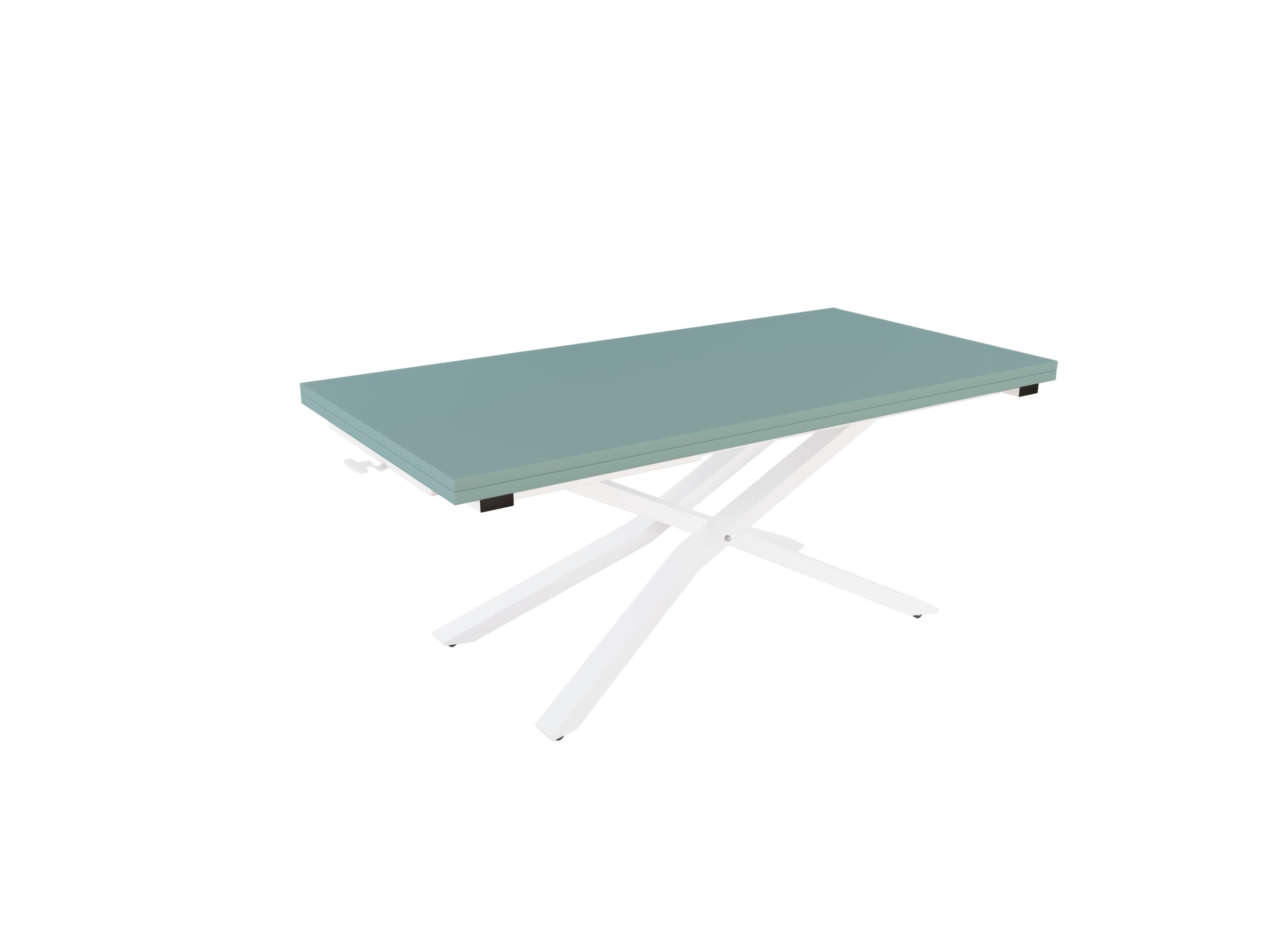 с бяла основа Разтегателна маса Соренто с плот МДФ с повдигащ механизъм мат зелен дъск блу