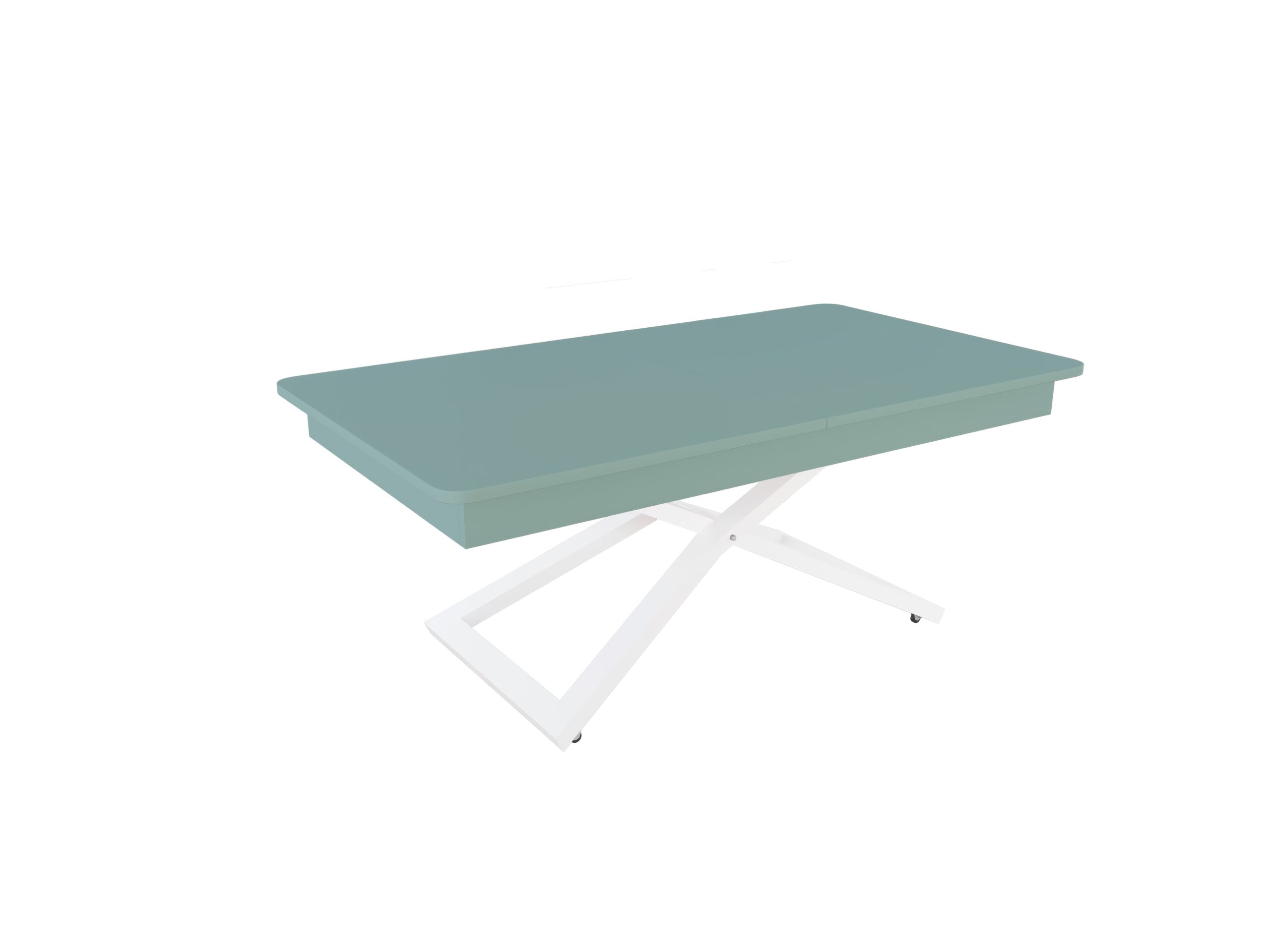 с бяла основа Разтегателна маса Верона с повдигащ механизъм плот МДФ мат - зелен дъск блу