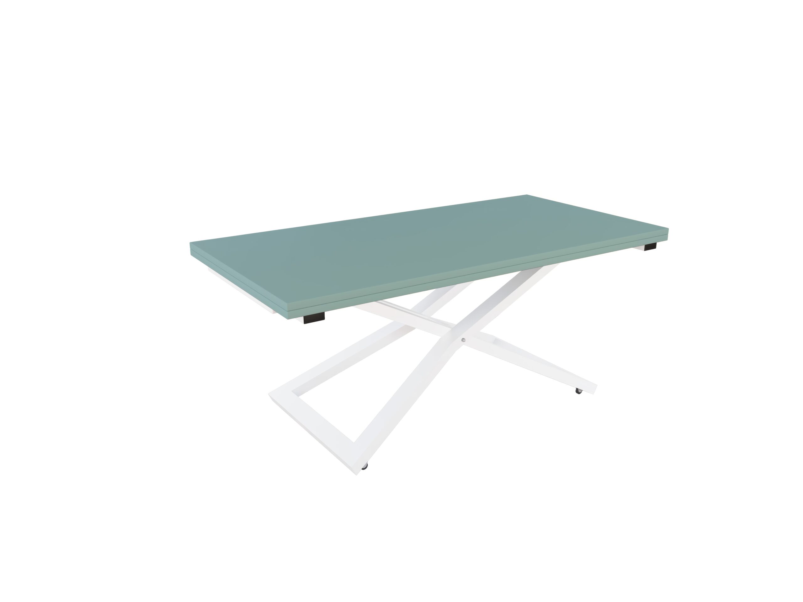 с бяла основа Разтегателна маса Венеция с повдигащ механизъм плот МДФ мат – зелен дъск блу