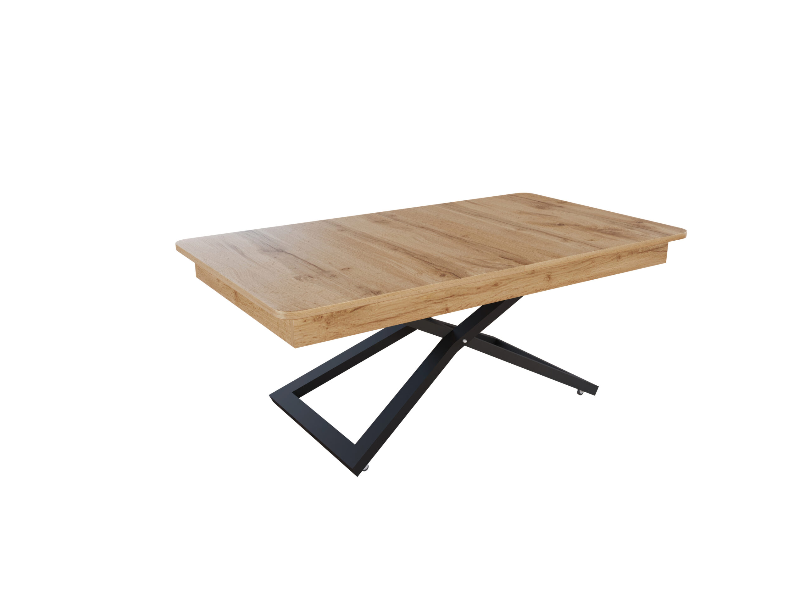 с черна основа Разтегателна маса Верона с повдигащ механизъм - дъб вотан