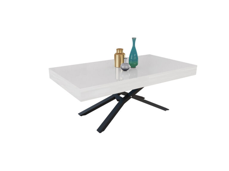 Разтегателна маса Тоскана с повдигащ механизъм - бял гланц