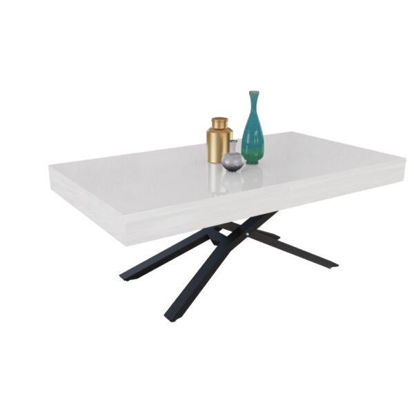 Разтегателна маса Тоскана с повдигащ механизъм - бял гланц