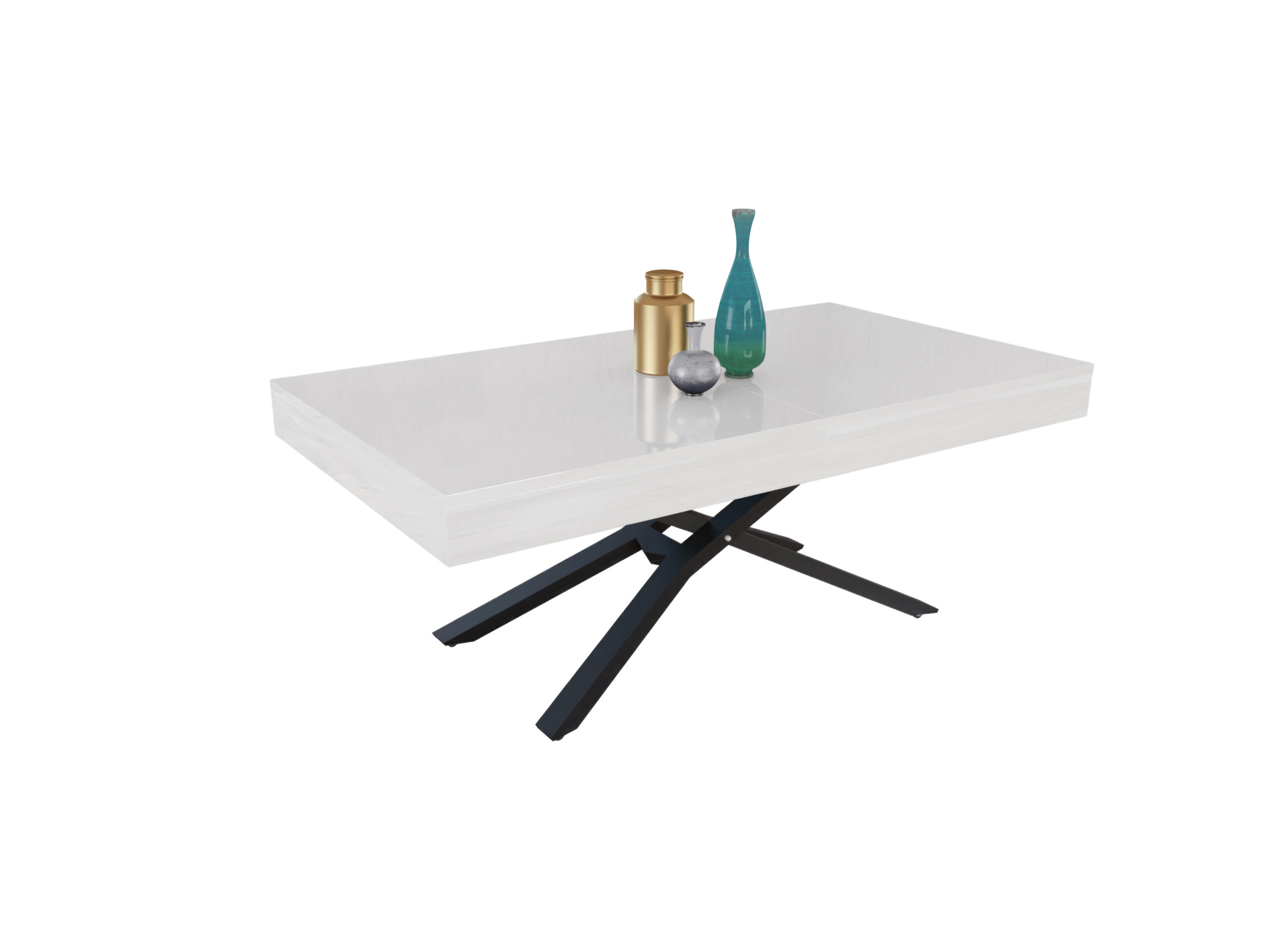 с черна основа Разтегателна маса Тоскана с повдигащ механизъм - бял гланц