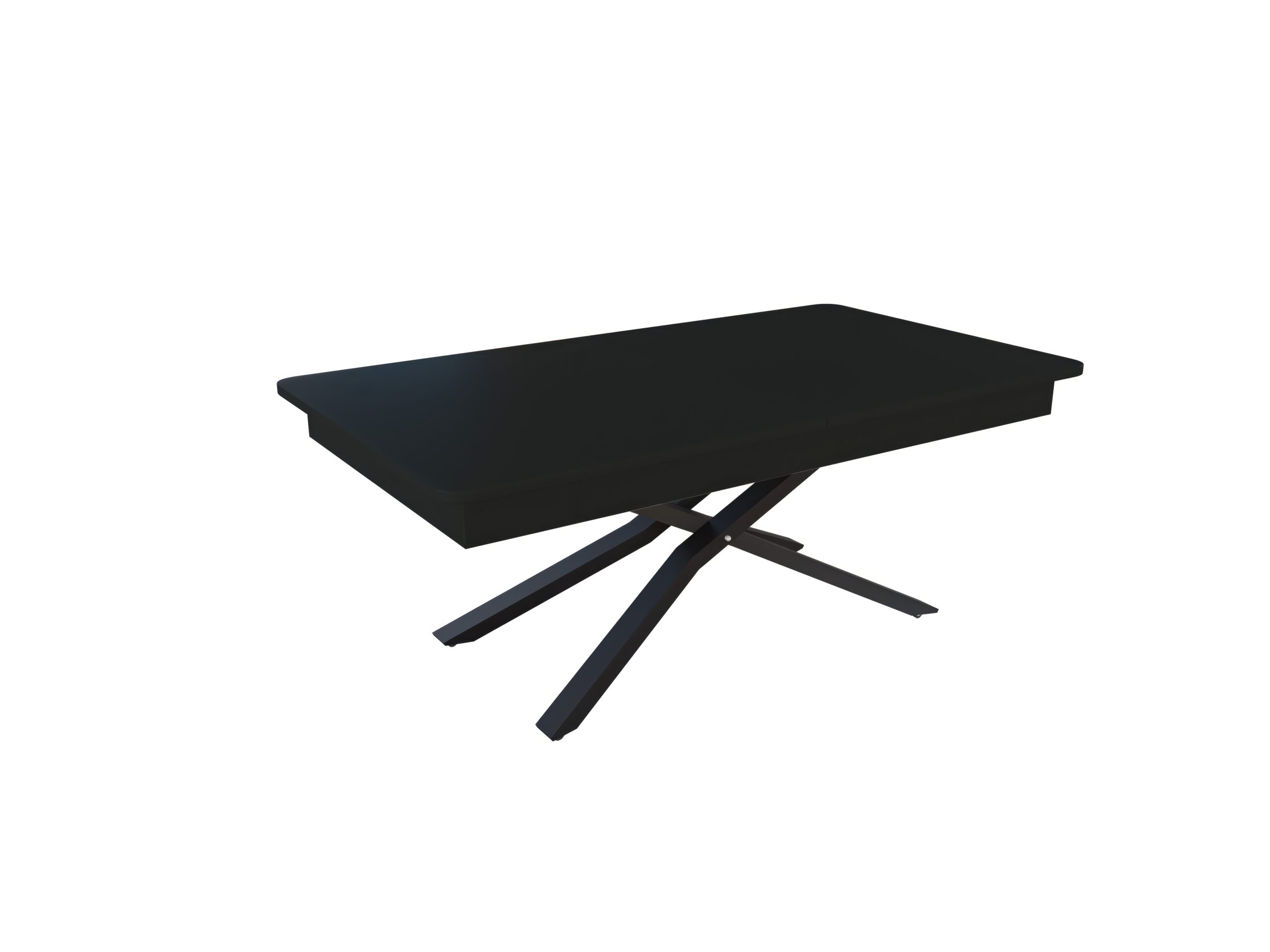 с черна основа Разтегателна маса Мегара с повдигащ механизъм плот МДФ - черен мат 190