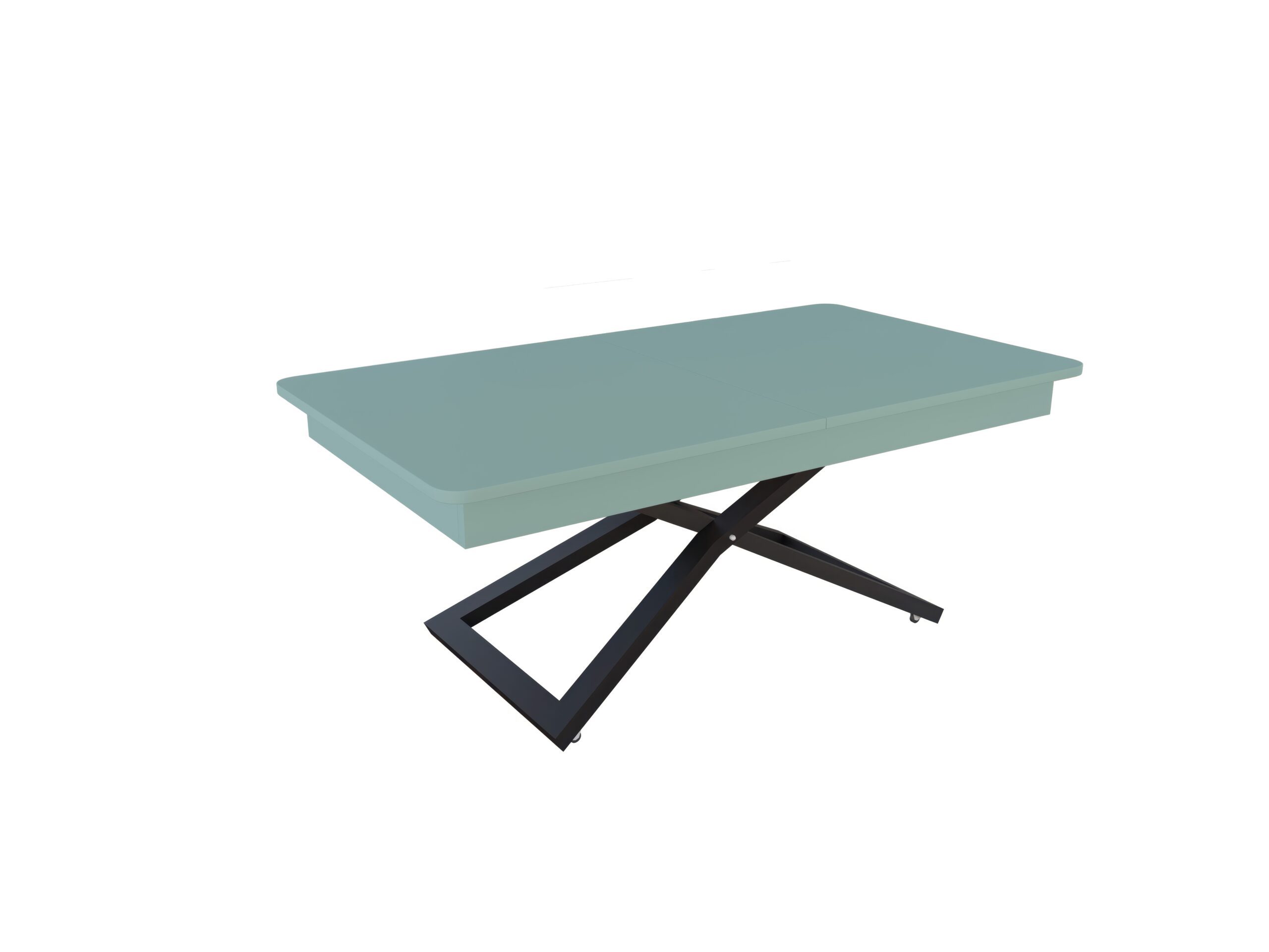 с черна основа Разтегателна маса Верона с повдигащ механизъм плот МДФ мат - зелен дъск блу