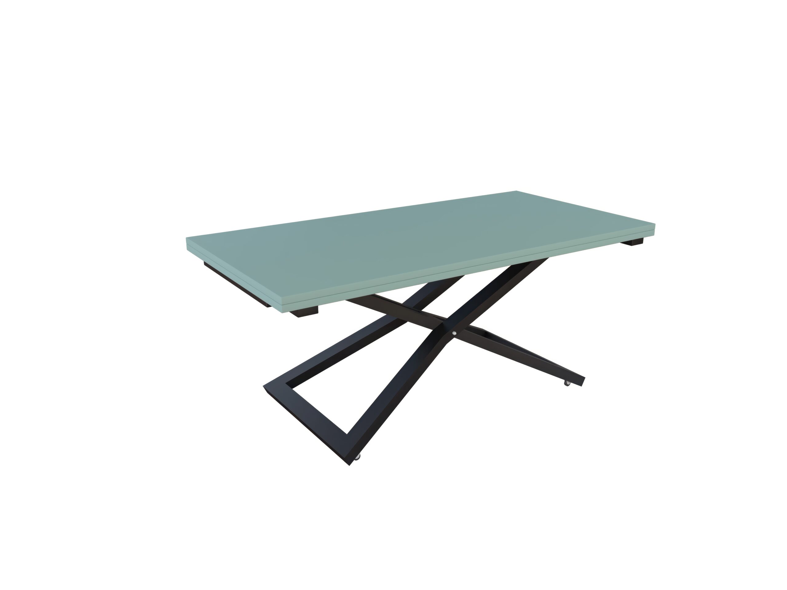 с черна основа Разтегателна маса Венеция с повдигащ механизъм плот МДФ мат – зелен дъск блу