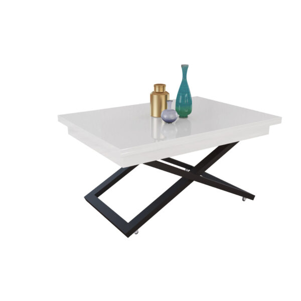 Разтегателна маса Флоренция с повдигащ механизъм плот МДФ -бял мат