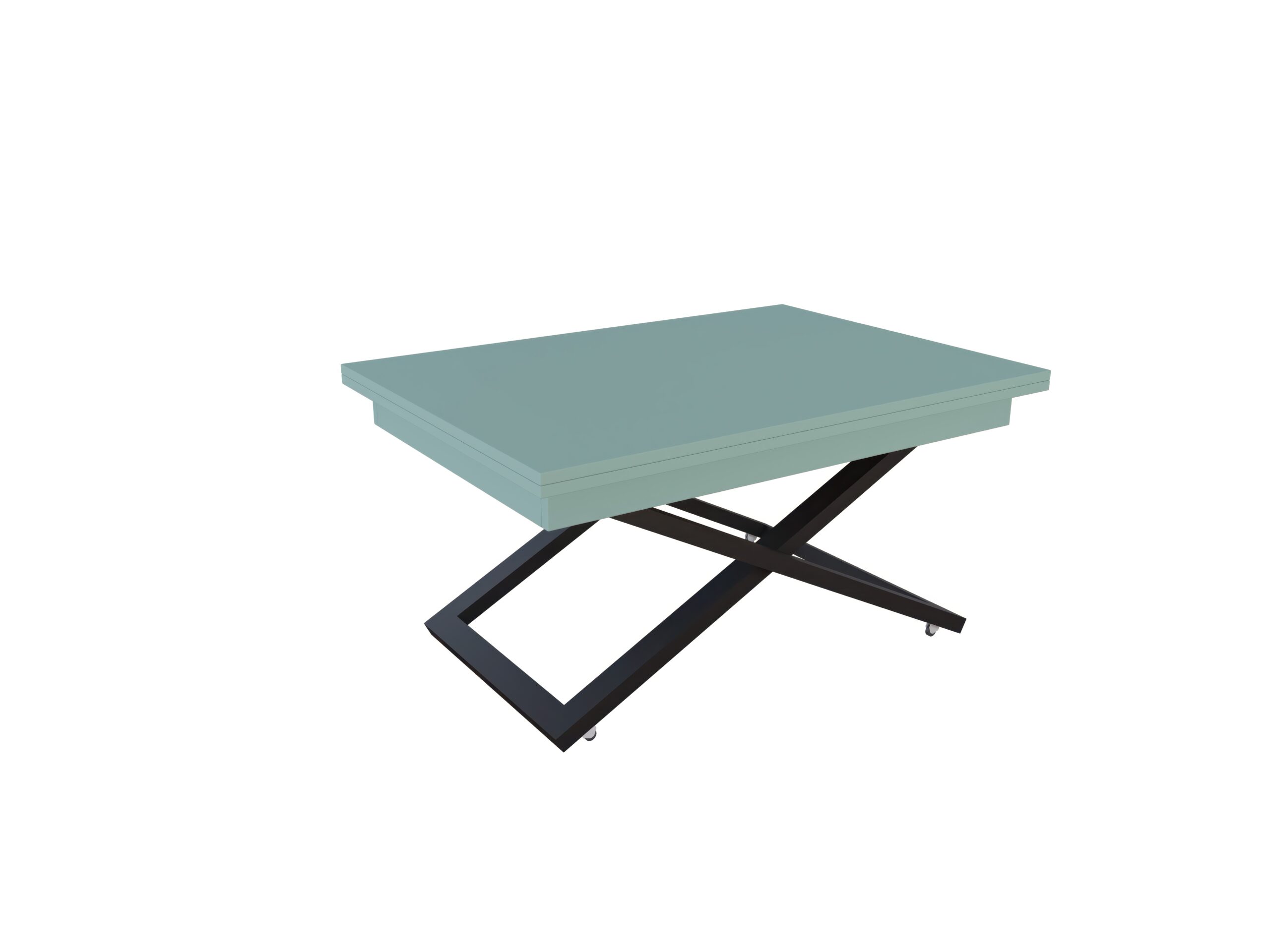 с черна основа Разтегателна маса Флоренция с повдигащ механизъм плот МДФ мат – зелен дъск блу