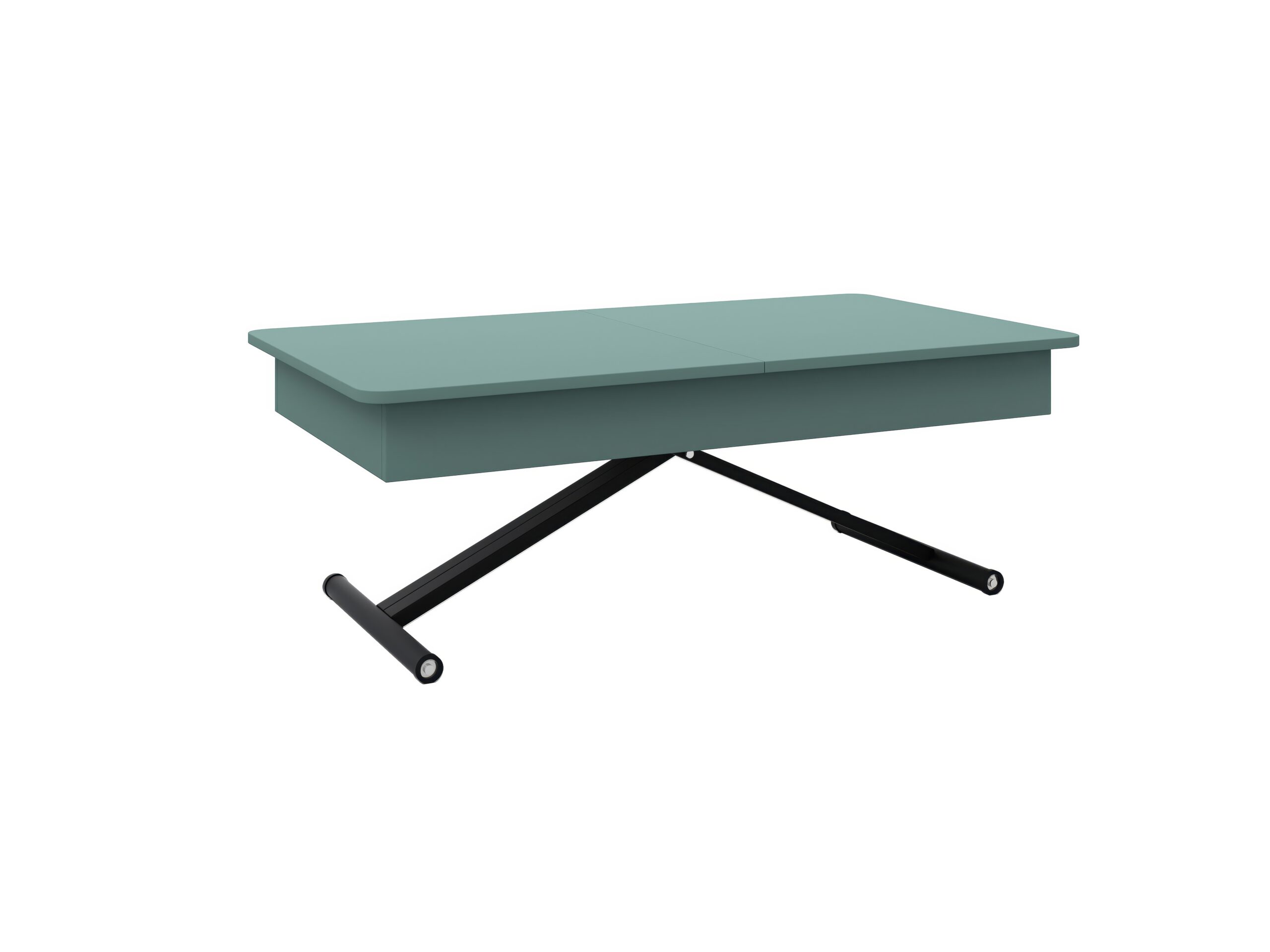 с черна основа Разтегателна маса Мохито с повдигащ механизъм плот МДФ мат - зелен дъск блу