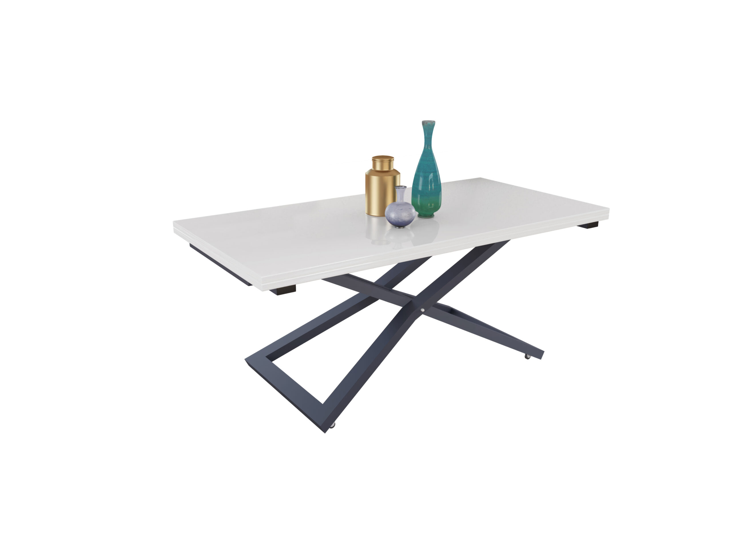 с графит основа Разтегателна маса Венеция с повдигащ механизъм плот МДФ - бял мат