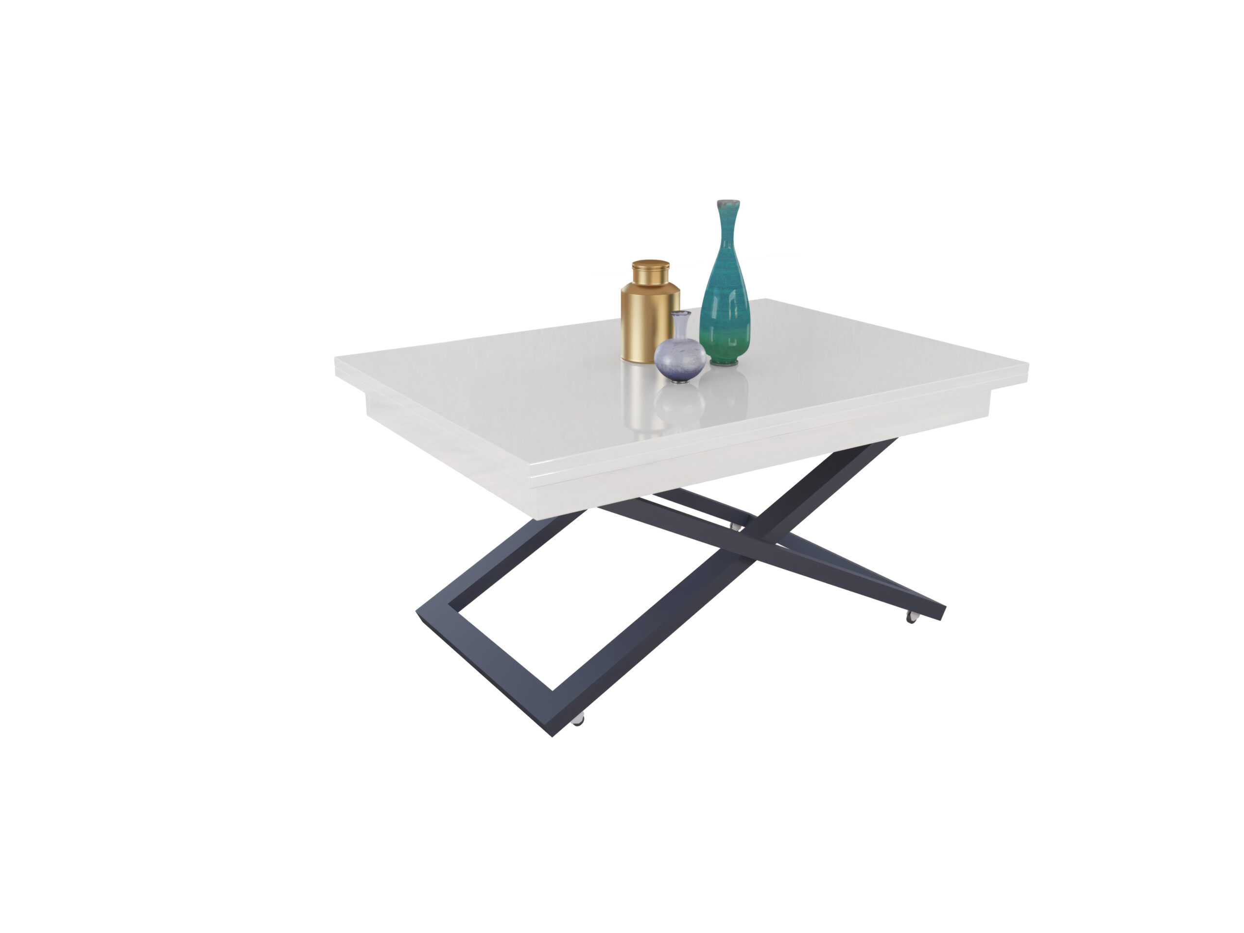 с графит основа Разтегателна маса Флоренция с повдигащ механизъм плот МДФ -бял мат