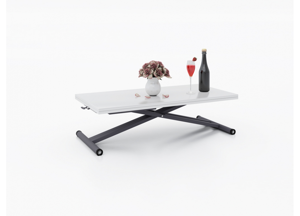 с графит основа Разтегателна маса Хавана с повдигащ механизъм плот МДФ - бял мат