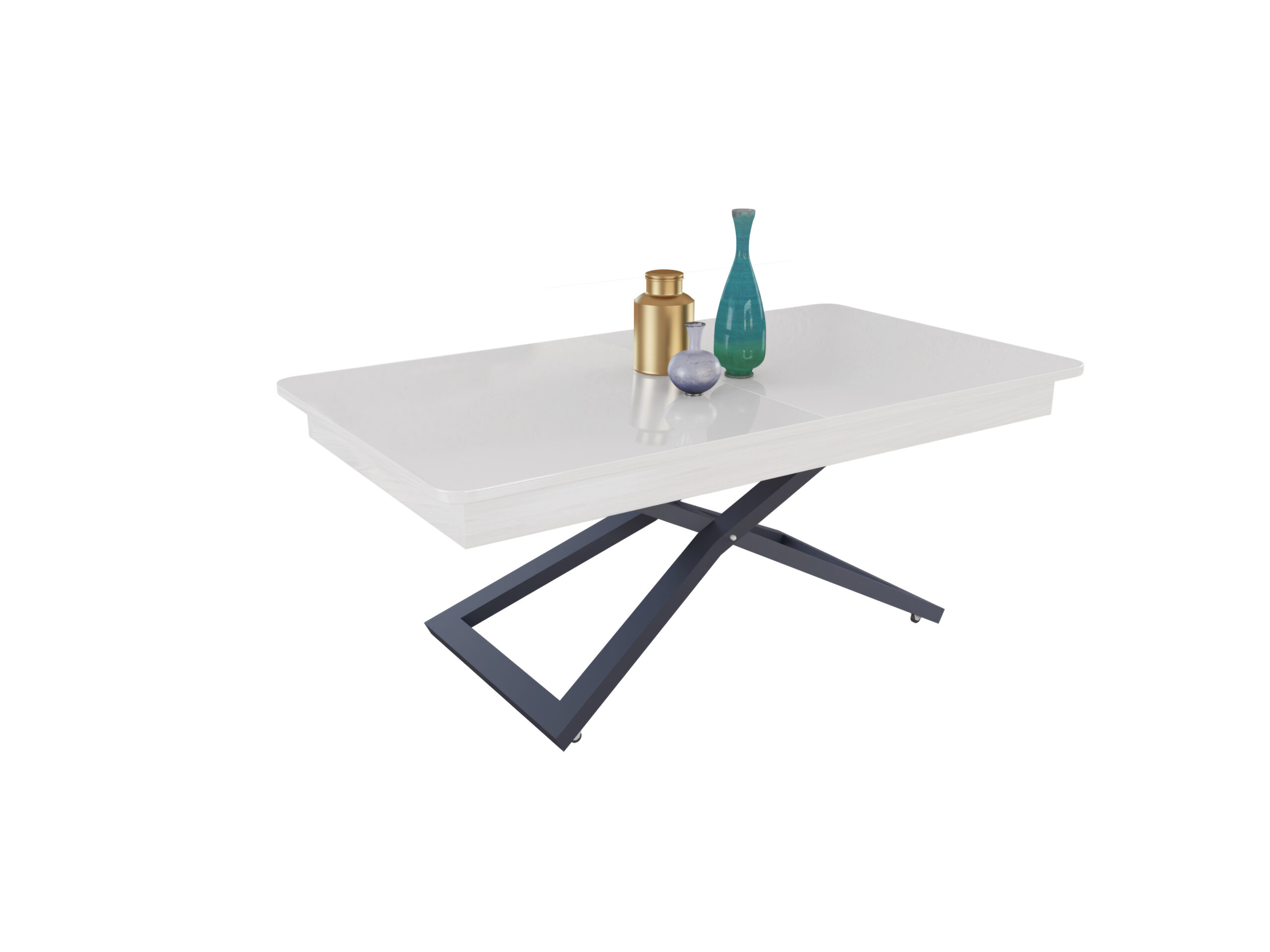 с графит основа(7024) Разтегателна маса Верона с повдигащ механизъм - бял гланц