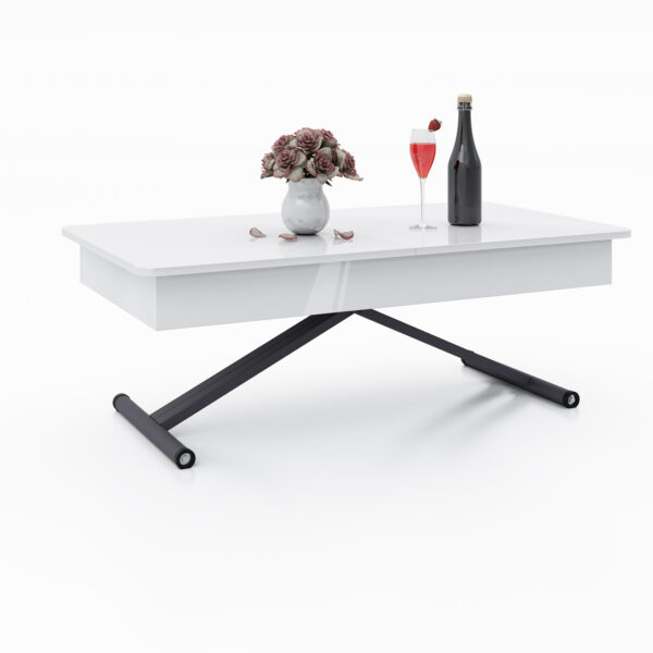 Разтегателна маса Мохито с повдигащ механизъм - бял гланц