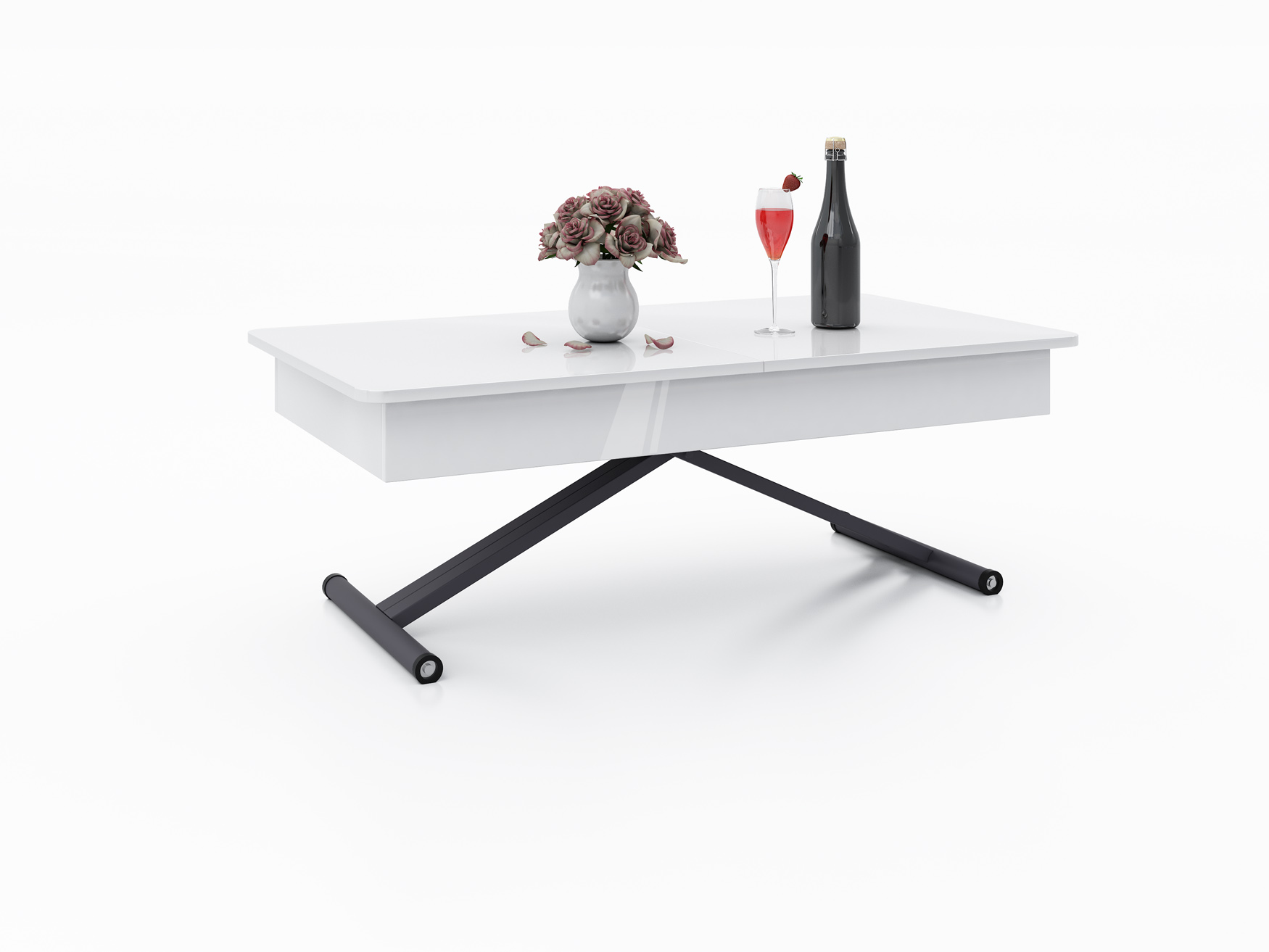 с графит основа(7024) Разтегателна маса Мохито с повдигащ механизъм - бял гланц