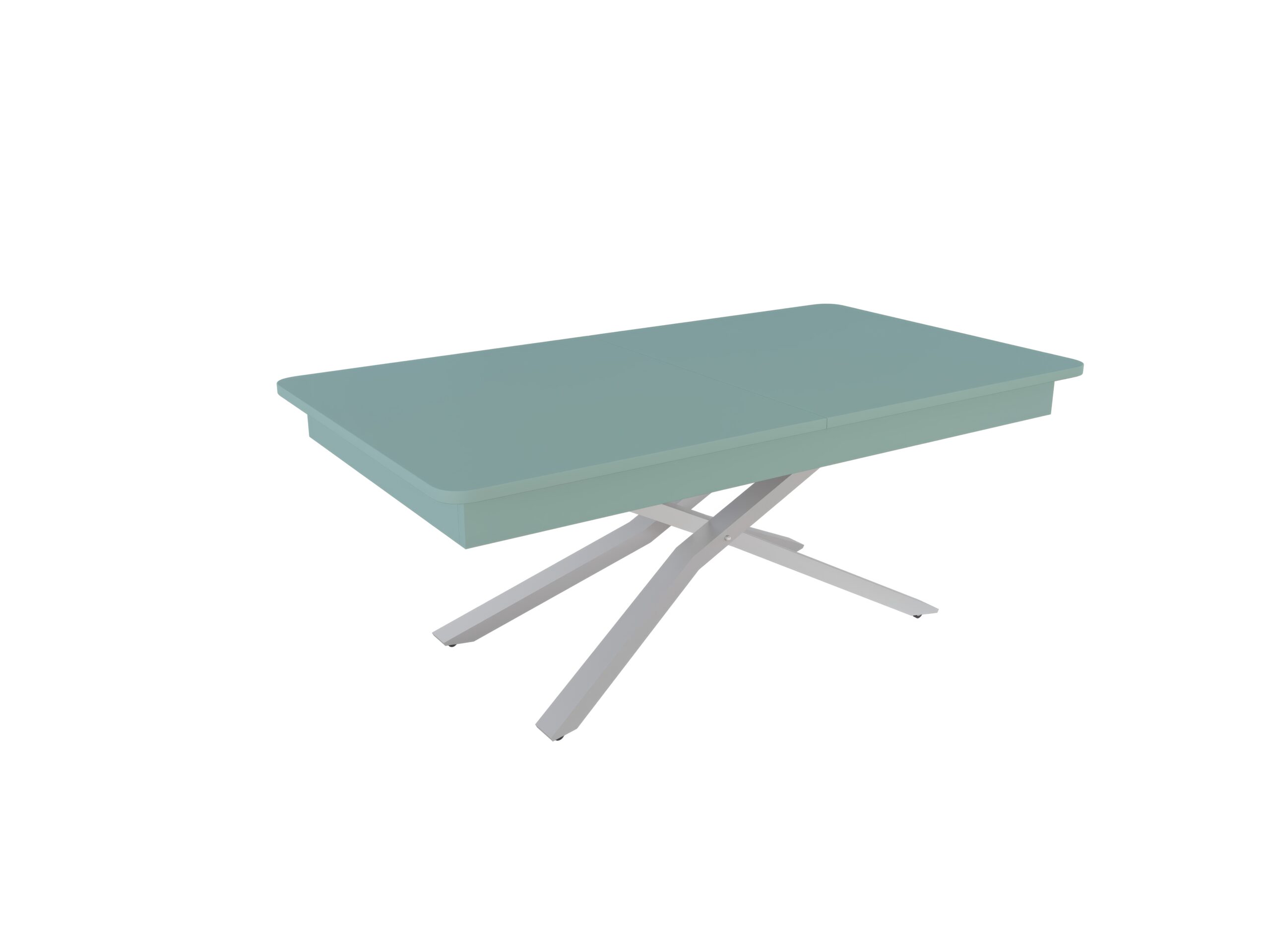 със сива основа Разтегателна маса Мегара с повдигащ механизъм плот МДФ мат - зелен дъск блу