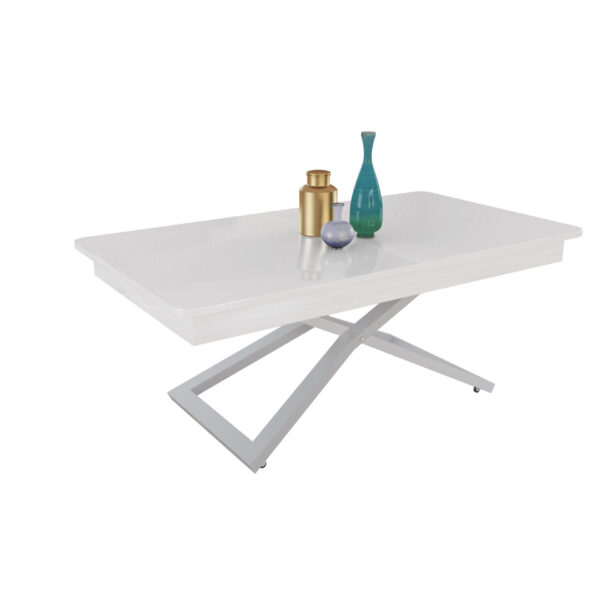 Разтегателна маса Верона с повдигащ механизъм - бял гланц