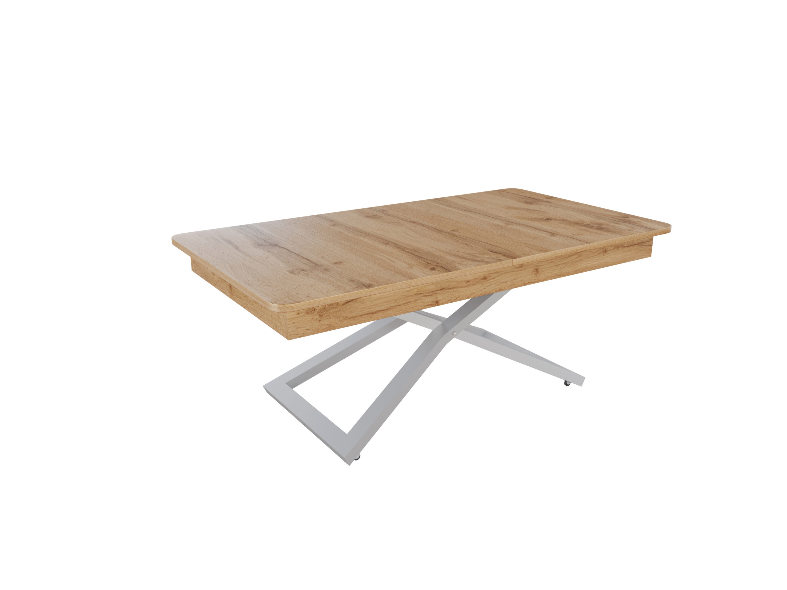 със сива основа(9006) Разтегателна маса Верона с повдигащ механизъм - дъб вотан