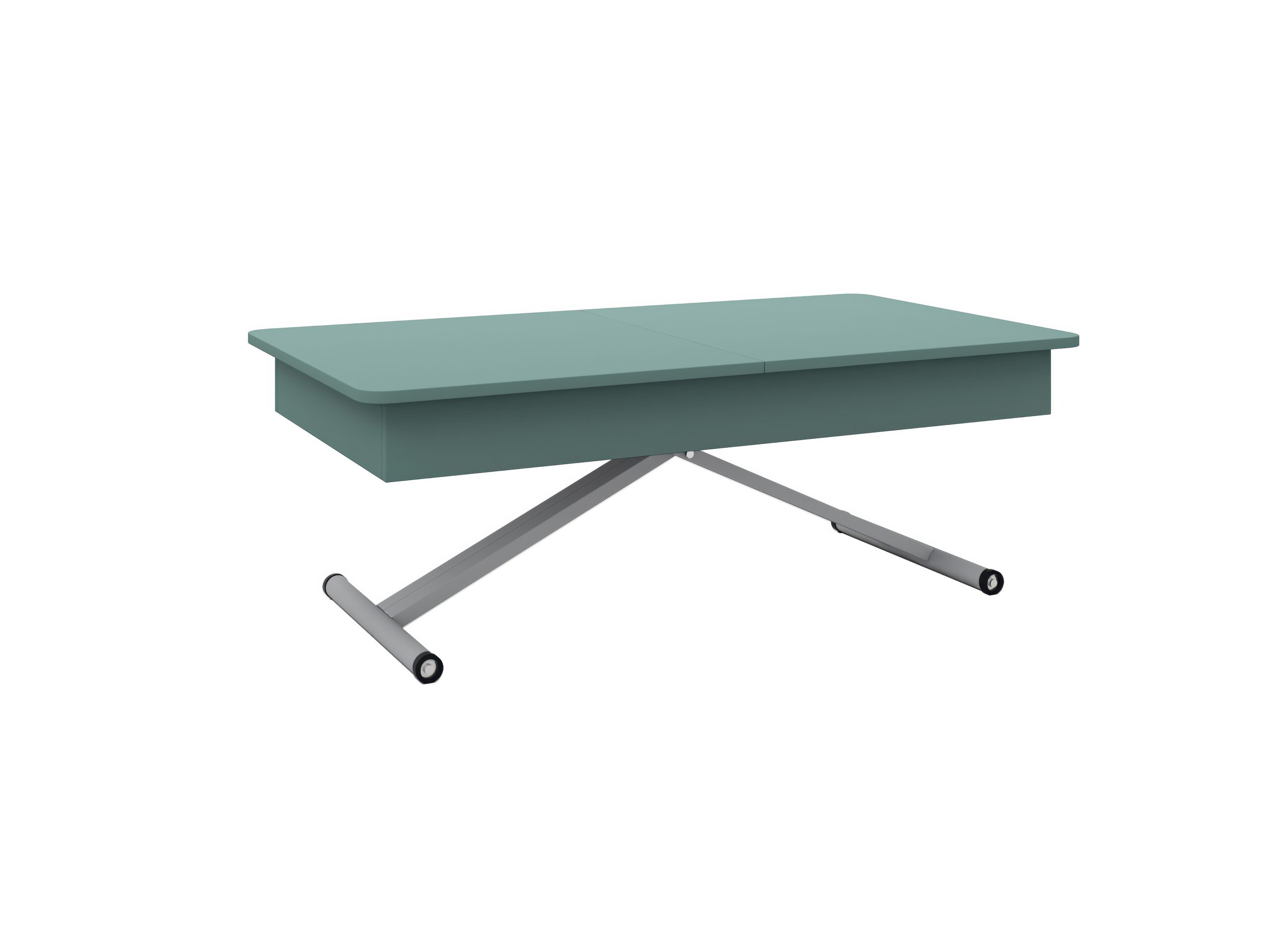 със светло сива основа Разтегателна маса Мохито с повдигащ механизъм плот МДФ мат - зелен дъск блу