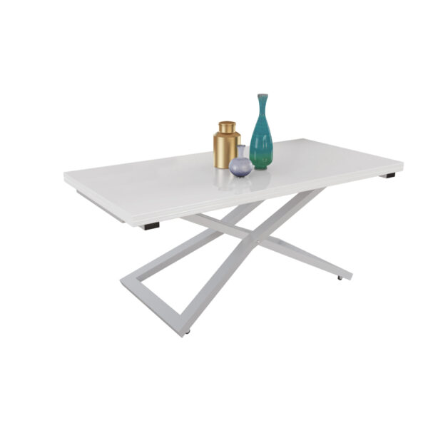 Разтегателна маса Венеция с повдигащ механизъм плот МДФ - бял мат