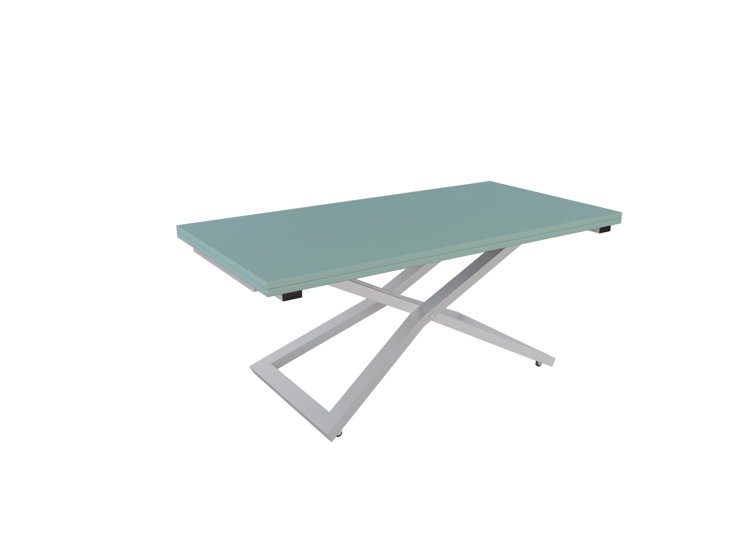 със светло сива основа Разтегателна маса Венеция с повдигащ механизъм плот МДФ мат – зелен дъск блу